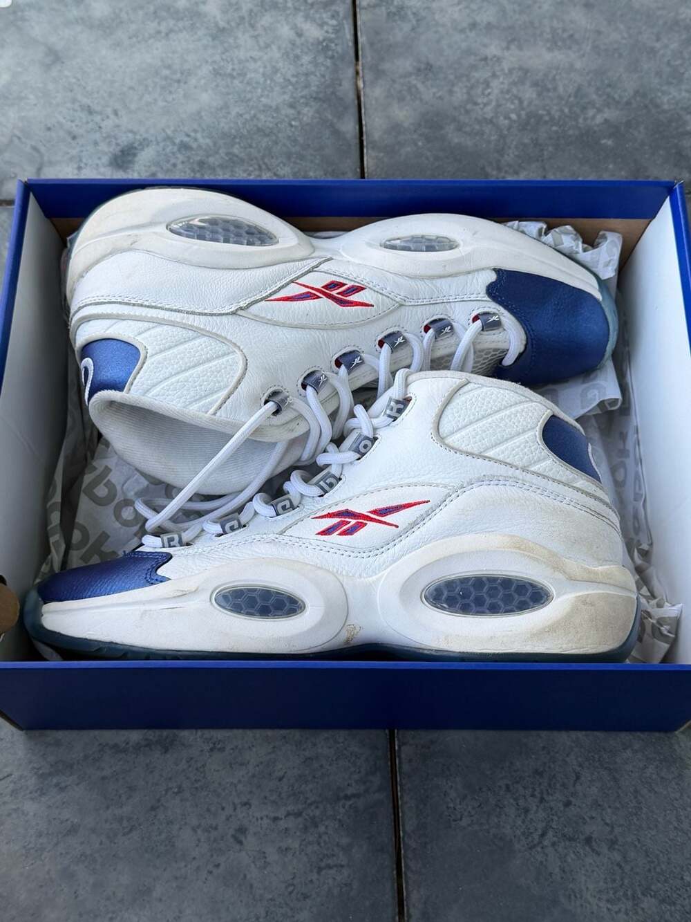 Reebok Question Mid Blue Toe Pearlized Basketball Shoes - Picture 7 of 8